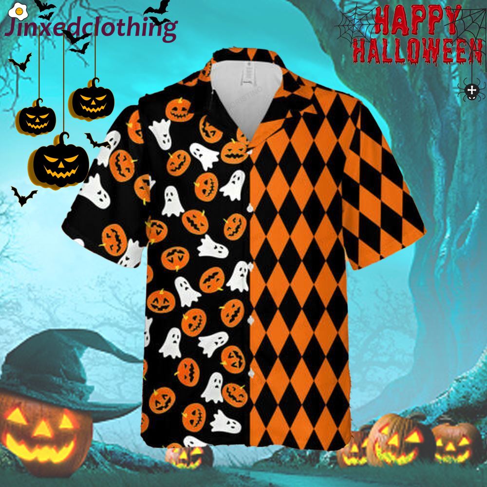 Boo Pumpkin Aloha Quirky Funky Weird Funny Unisex Hawaiian Shirt 